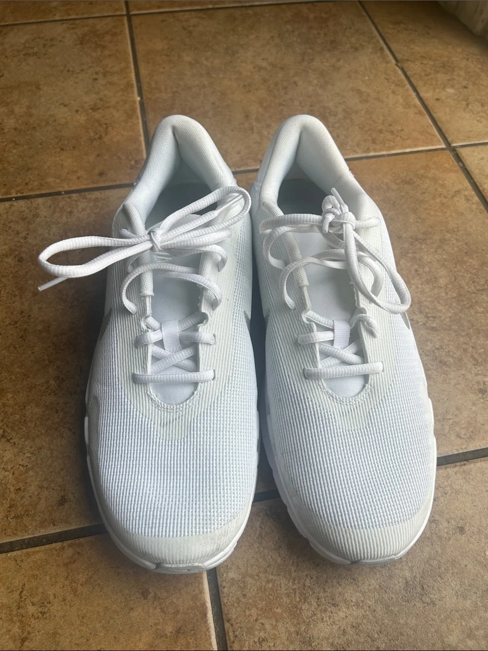 Nike Women’s White Mesh Sneakers with Silver Swoosh